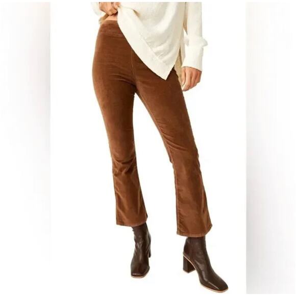 Free People In My Feelings Corduroy Cropped Boot Pants Brown Size M NWT - Picture 1 of 14